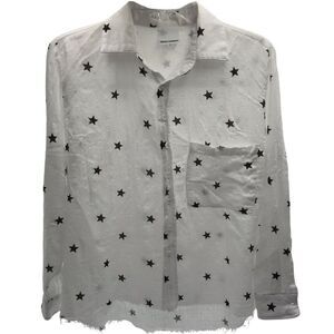 Skylar + Madison Women's Star‎ Design White/Black Long Sleeve Shirt Size Small
